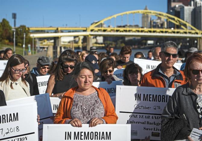 marchers at gun violence protest holding 